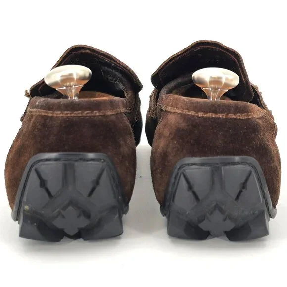 Gucci Italy Brown Suede Leather Driving Loafers Mens 8 Designer Dress Loafers - Picture 6 of 11